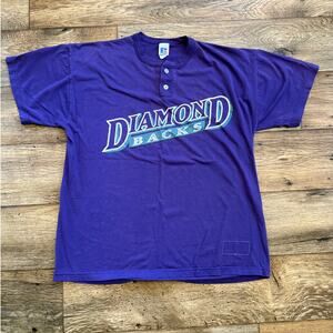 Vintage 90s Arizona Diamondbacks Russell Athletic Purple Henley Shirt